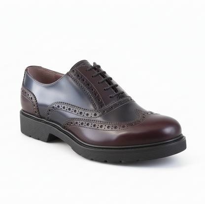 Scarpe Inglesine Oxford, Donna NeroGiardini A616170D Vera Pelle Abrasivato, Bordeaux, Antracite, Blu - Numero 37