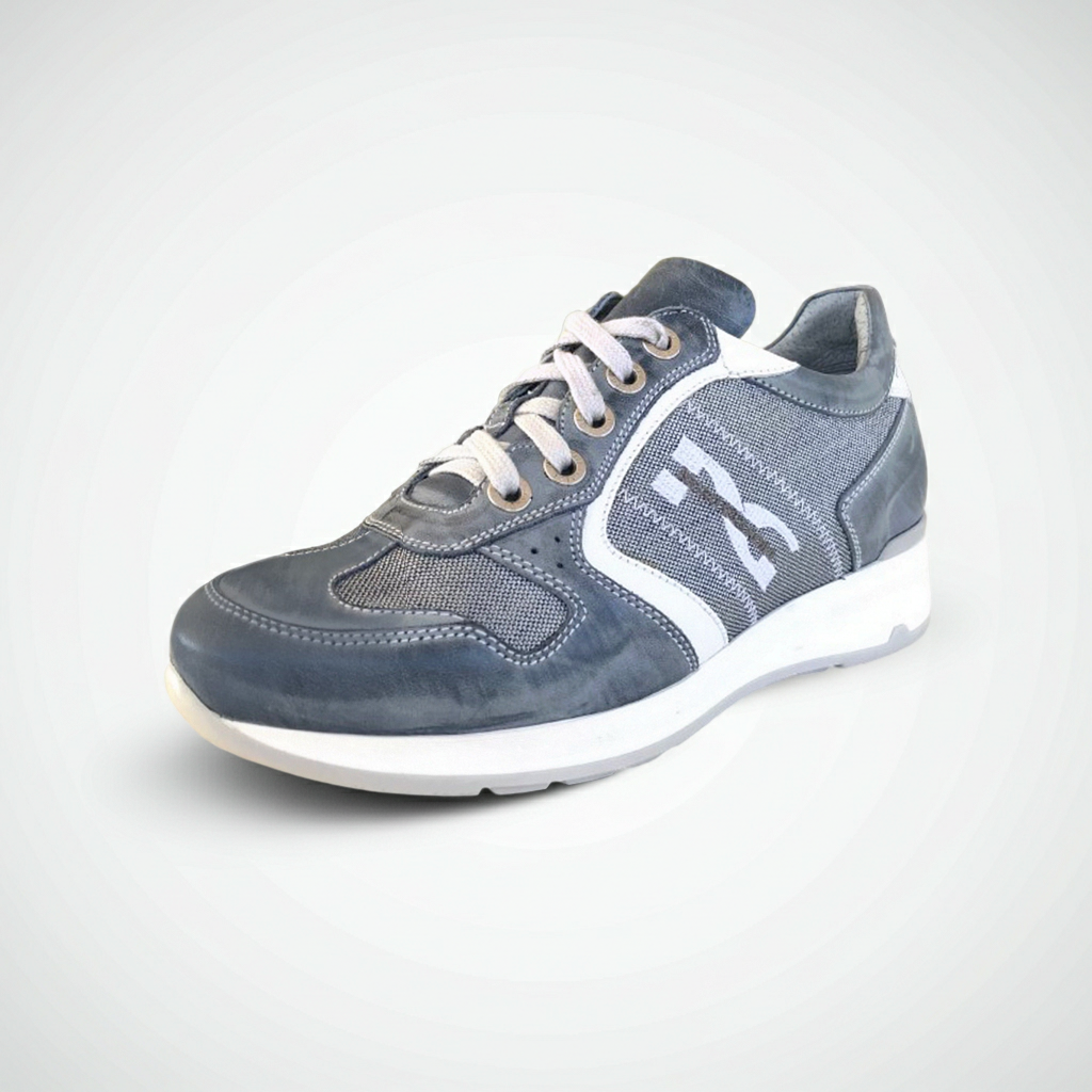 Sneakers Donna NeroGiardini P207022D Vera Pelle e Tessuto Blu Navy e Bianco, 39 EU