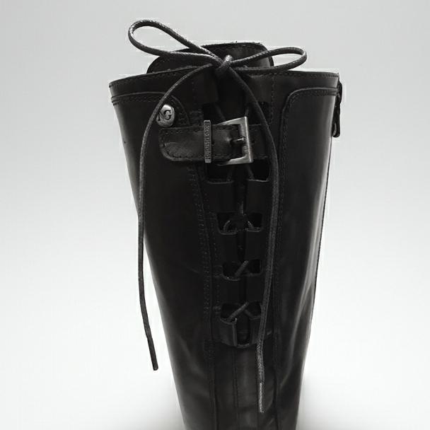 Stivali Donna NeroGiardini 00205 Vera Pelle, Cerniera zip e Lacci - Colore Nero