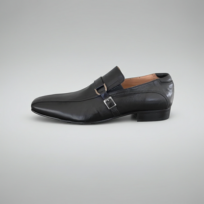 Mocassini Uomo Eleganti NeroGiardini 09240 Vera Pelle Nero con Fibbia argento