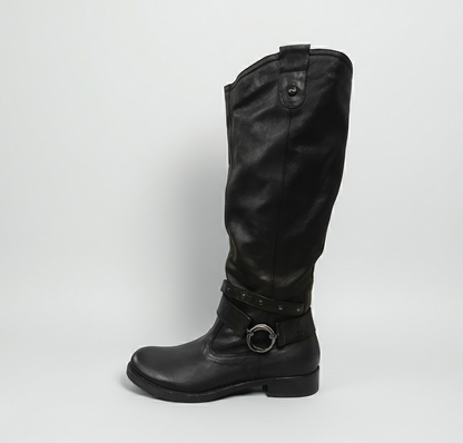 Stivali Cavallerizza Donna NeroGiardini A207991D Vera pelle, Tacco basso, Cerniera Zip, Borchie, Nero