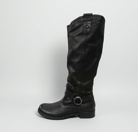 Stivali Cavallerizza Donna NeroGiardini A207991D Vera pelle, Tacco basso, Cerniera Zip, Borchie, Nero