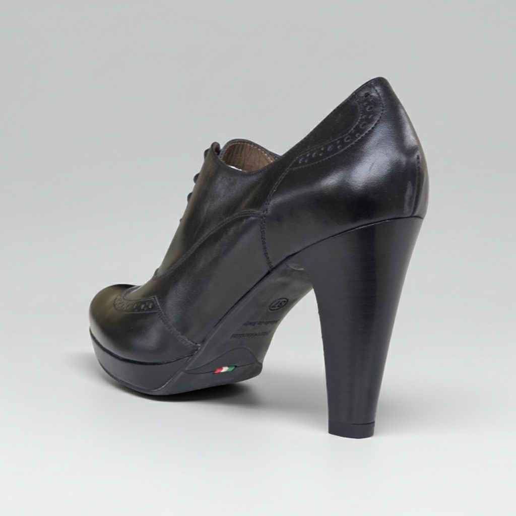 Scarpe Francesine Donna NeroGiardini A005551DE Vera Pelle Nero, Tacco 9 cm con Plateau e Lacci - Numero 37 (EU)