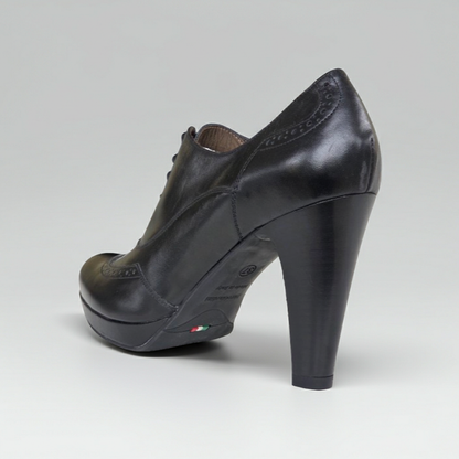 Scarpe Francesine Donna NeroGiardini A005551DE Vera Pelle Nero, Tacco 9 cm con Plateau e Lacci - Numero 37 (EU)