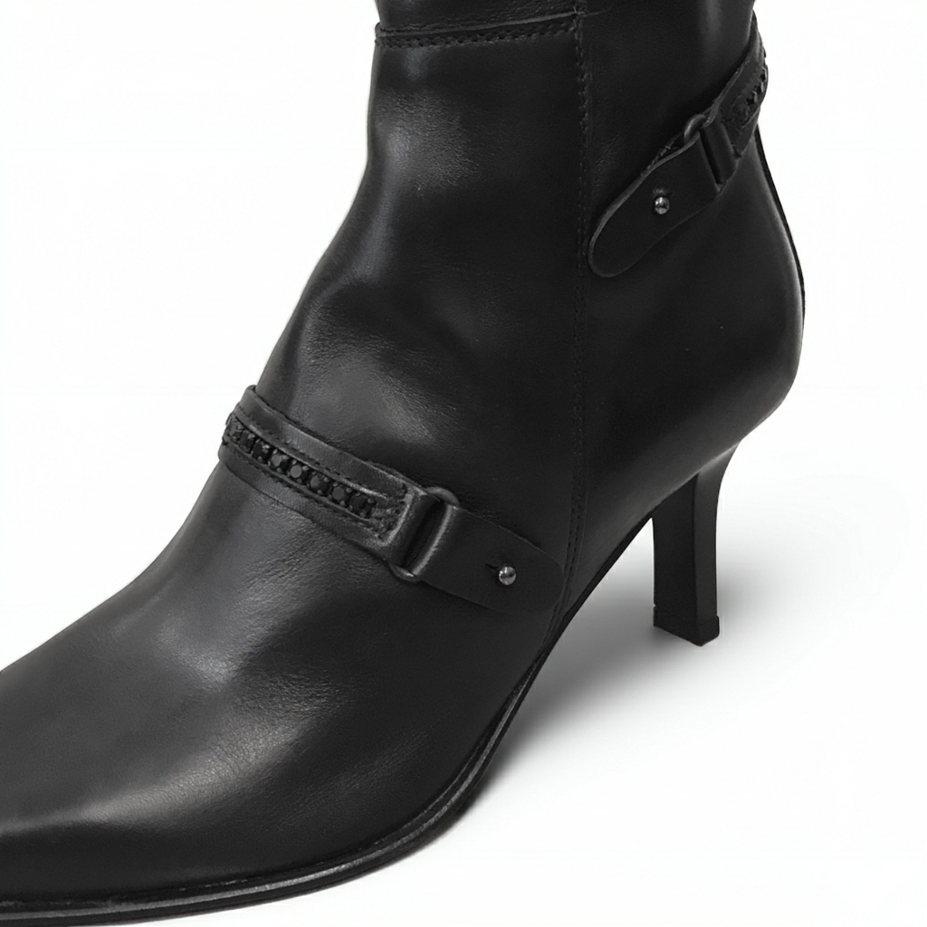 Stivali con tacco a spillo NeroGiardini 00543 Vera Pelle, Nero, Cerniera zip, Elastico, Strass