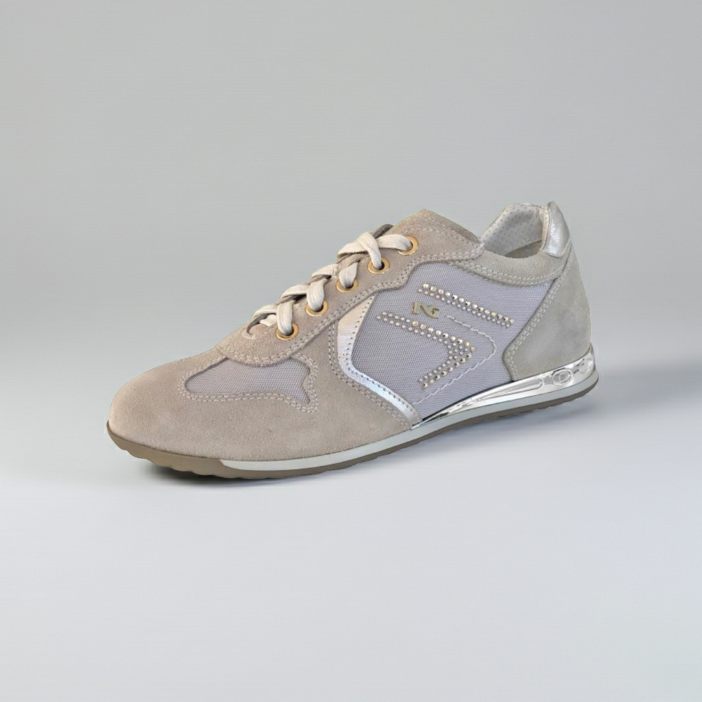Sneakers Donna NeroGiardini P308452D Vera Pelle Beige con fondo specchiato