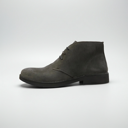 Polacchine Uomo Pregunta Shoes 7604 Vera Pelle Scamosciata Grigio