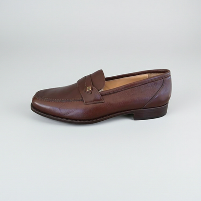 Mocassini Uomo Classici Eleganti Colletti 941 Vera Pelle Testa di moro Fondo Cuoio - 44 EU