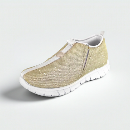 Sneakers Donna PREGUNTA Art 19009 Fondo Gomma Elastici Laterali Tessuto Platino Glitterato n. 39