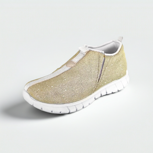 Sneakers Donna PREGUNTA Art 19009 Fondo Gomma Elastici Laterali Tessuto Platino Glitterato n. 39
