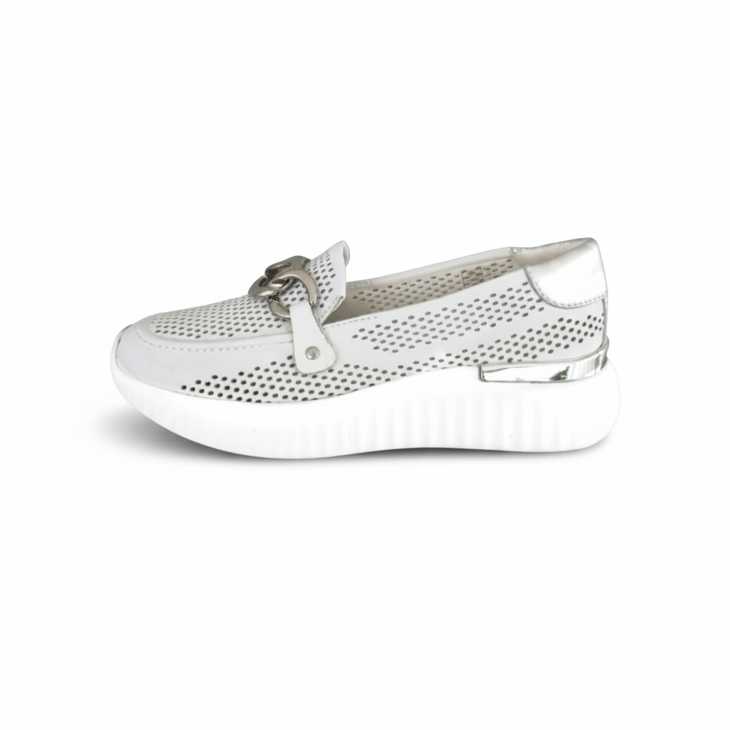 Mocassini Donna Cinzia Soft 16555 Vera Pelle Bianco Ghiaccio