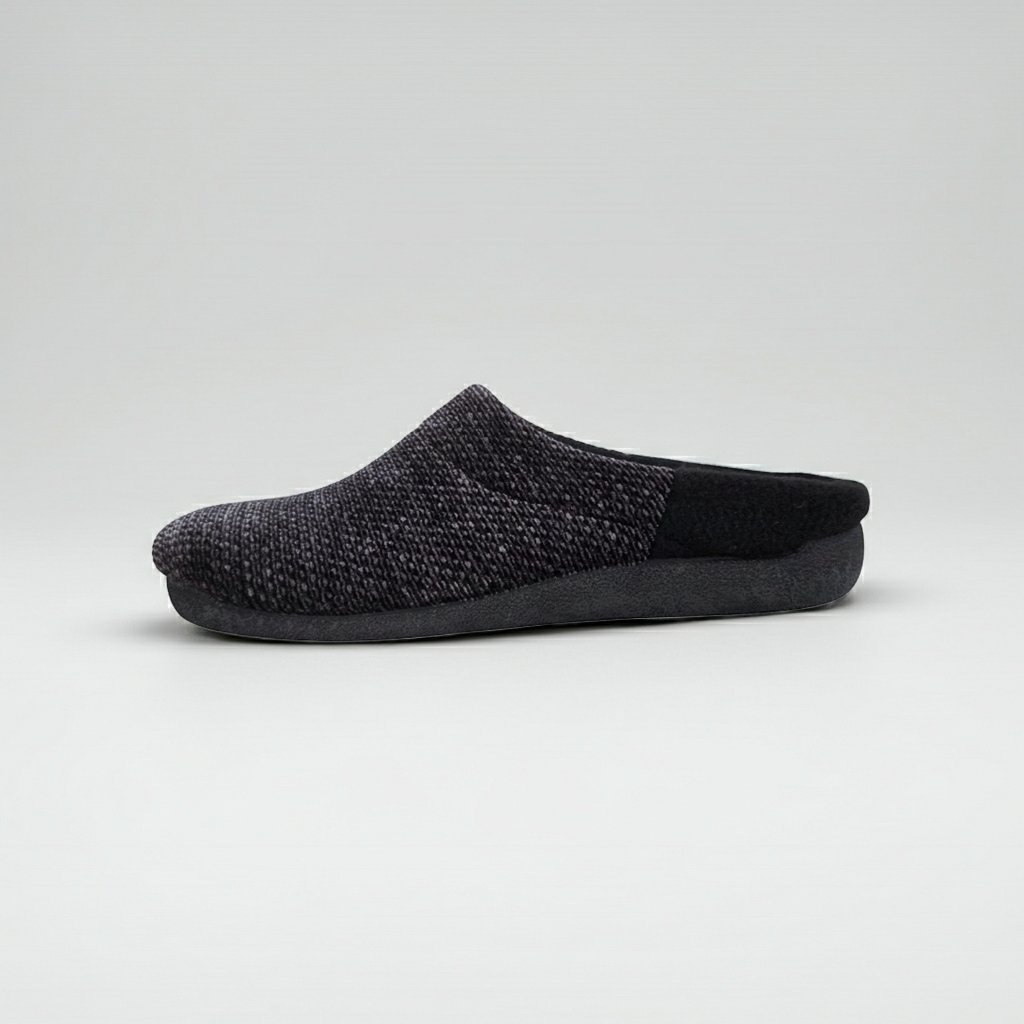 Pantofole Ciabatte Uomo in Velour Melange, Fodera e Soletta in Lana, Grigio, Plantare Estrabile