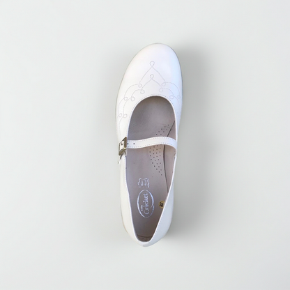 Ballerine con cinturino Cricket 1903 Vera Pelle Bianco Perlato, Numero 38 EU
