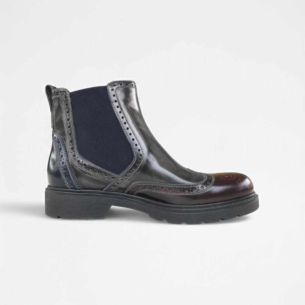 Stivaletti Beatles NeroGiardini in Vera Pelle Abrasivata Blu, Bordeaux e Grigio Antracite, con Elastici Laterali, Tacco Basso – Art. A616171D