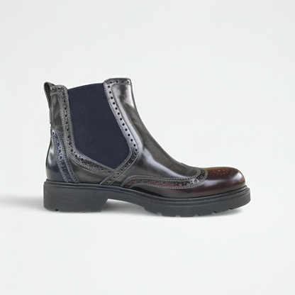 Stivaletti Beatles NeroGiardini in Vera Pelle Abrasivata Blu, Bordeaux e Grigio Antracite, con Elastici Laterali, Tacco Basso – Art. A616171D