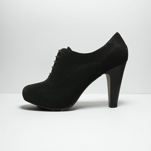 Scarpe Francesine Donna NeroGiardini A005542DE Vera Pelle Scamosciata Nero, Tacco 9.5 cm con Plateau e Lacci