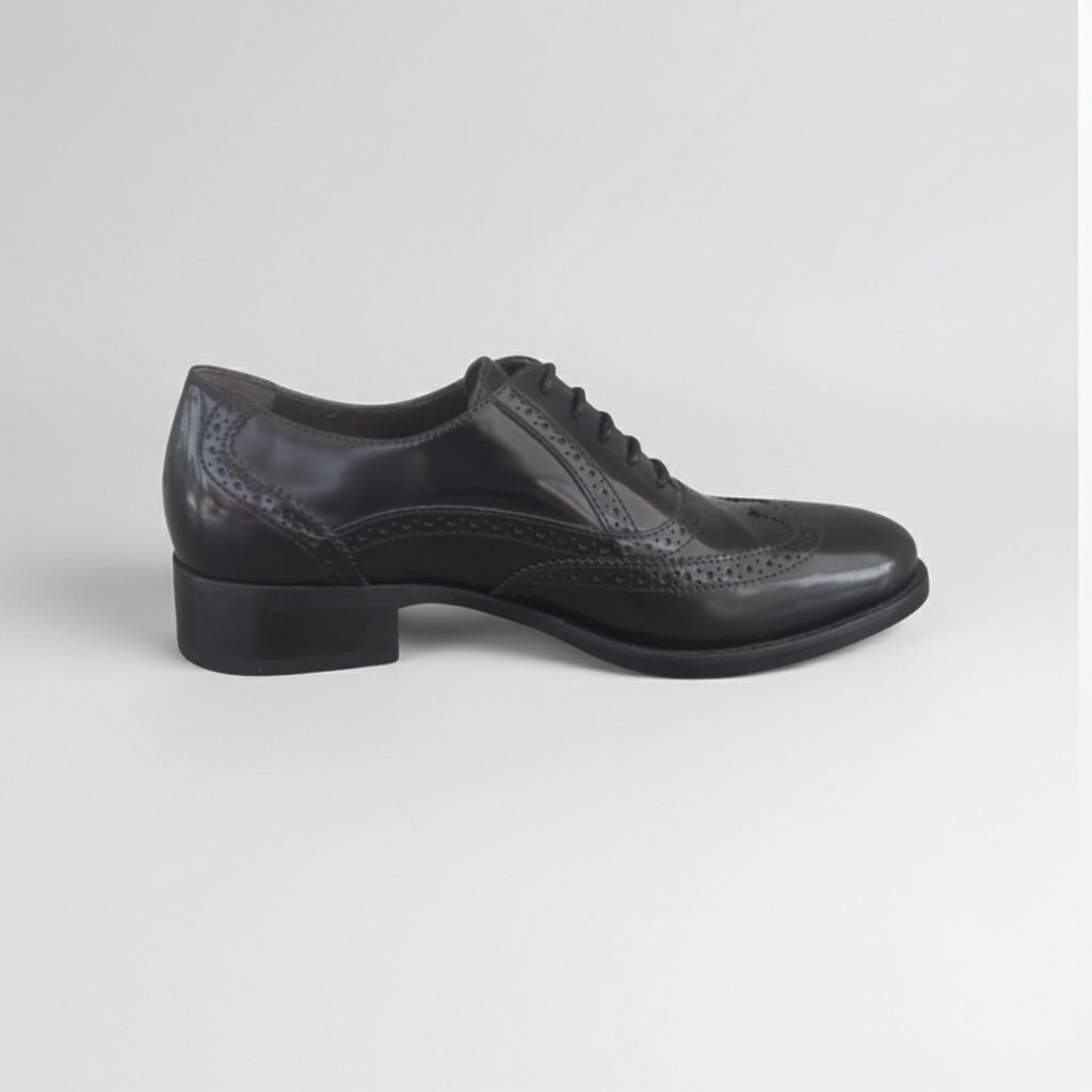 Scarpe Inglesine Donna NeroGiardini A513350D Stile Oxford, Tacco basso, Vera Pelle Abrasivata, Nero - Numero 36
