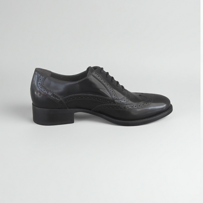 Scarpe Inglesine Donna NeroGiardini A513350D Stile Oxford, Tacco basso, Vera Pelle Abrasivata, Nero - Numero 36
