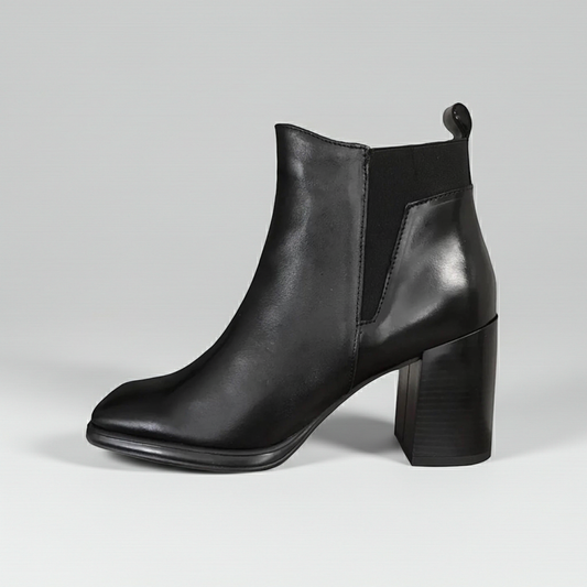 Stivaletti Neri Donna Cinzia Soft PQ9555760 - Vera Pelle, Tacco a blocco, Elastico e Zip Laterale