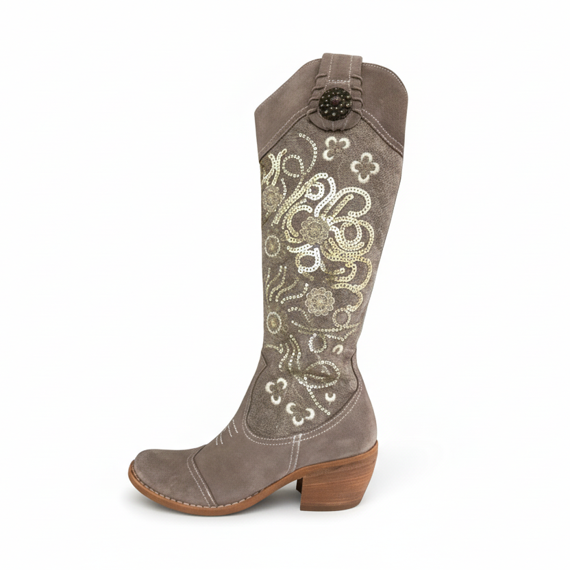 Stivali Texani NeroGiardini Vera Pelle Camoscio Beige Castoro, 36 EU