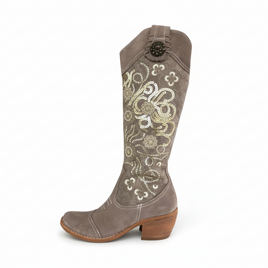 Stivali Texani NeroGiardini Vera Pelle Camoscio Beige Castoro, 36 EU
