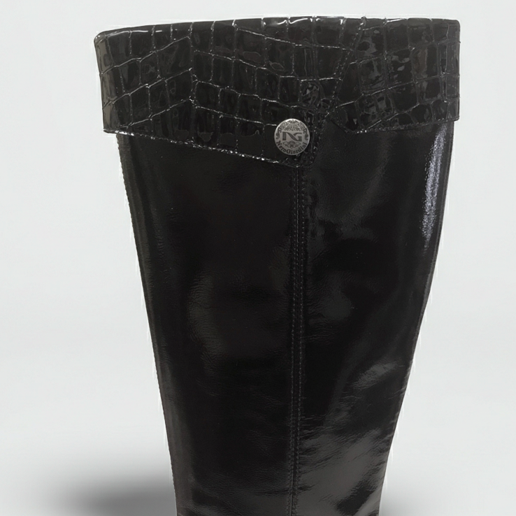 Stivali Donna NeroGiardini A900301E Tacco alto, Vera Pelle, Naplak in Vernice, Stampa Cocco, Cerniera Zip - Colore Nero