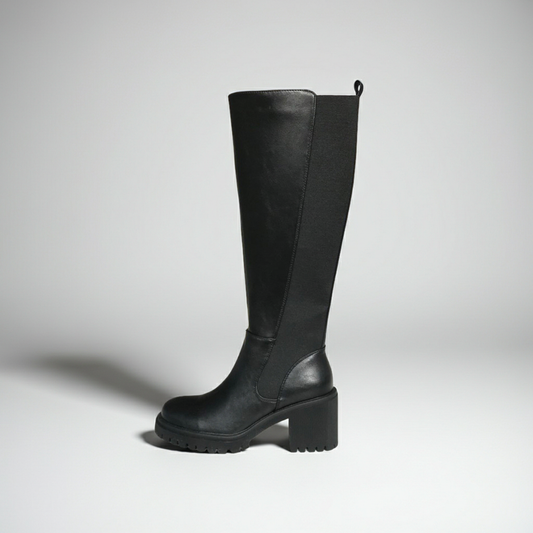 Stivali Cinzia Soft CI2073 001, Nero, Pelle con elastici e zip, tacco a blocco