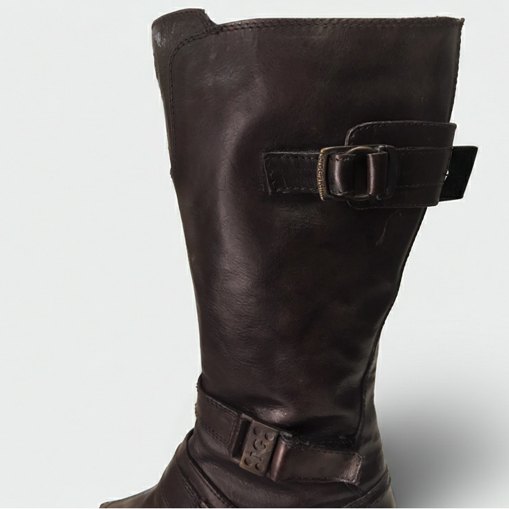 Stivali stile vintage Donna NeroGiardini 00171 Vera Pelle, Zip, Elastico, Fibbie, Marrone Testa di Moro