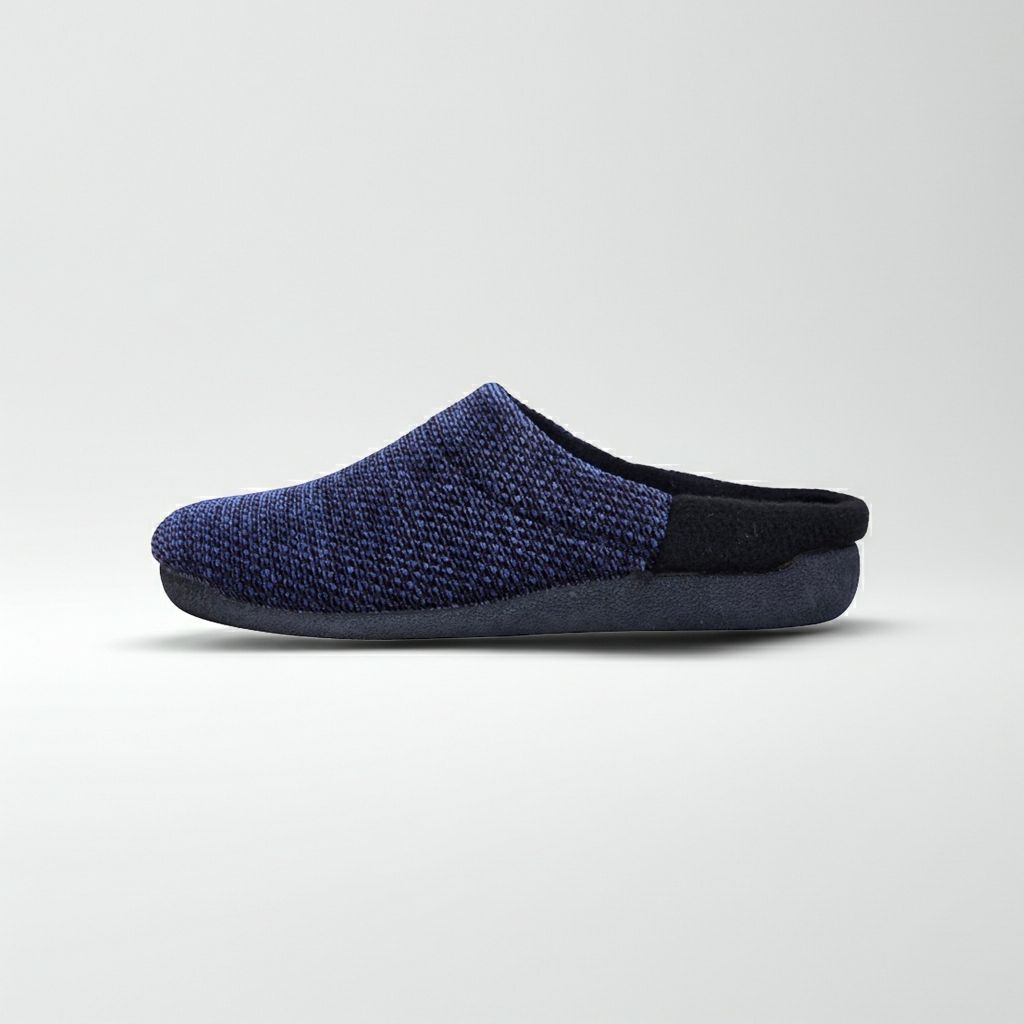 Pantofole Ciabatte Uomo in Velour Caldo, Fodera e Soletta in Lana, Blu, Plantare Estrabile