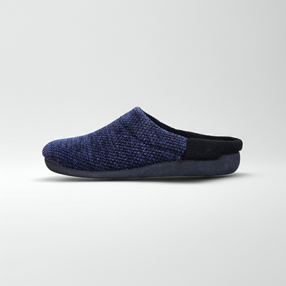 Pantofole Ciabatte Uomo in Velour Caldo, Fodera e Soletta in Lana, Blu, Plantare Estrabile