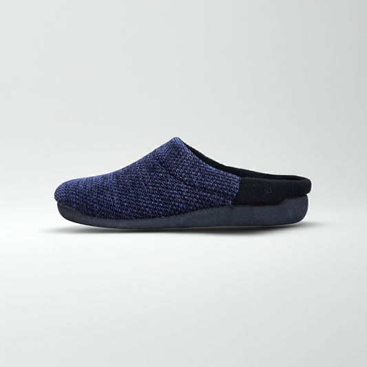 Pantofole Ciabatte Uomo in Velour Caldo, Fodera e Soletta in Lana, Blu, Plantare Estrabile