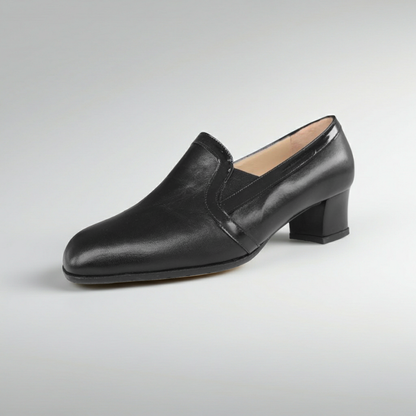 Scarpe chiuse Donna Confort 2576, Vera Pelle Nappa, con Elastici laterali, Nero