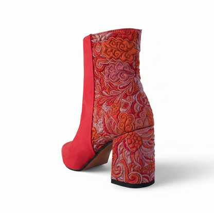 Stivaletto Rosso, Donna, Pregunta 9802, Vera Pelle scamosciata Tacco a blocco