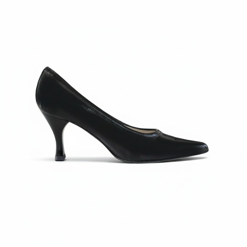 Décolleté a Punta NeroGiardini 00400 – Vera Pelle in Vernice Nera, Tacco Basso, 38