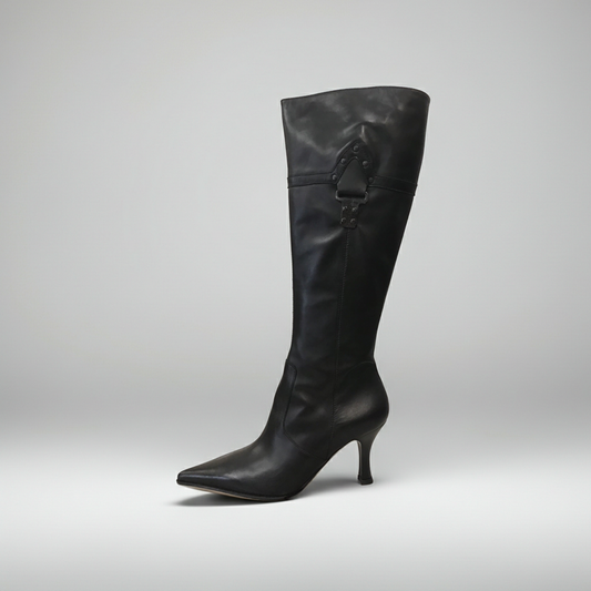 Stivali con tacco a spillo NeroGiardini 00630 Vera Pelle, Cerniera zip, Elastico - Colore Nero