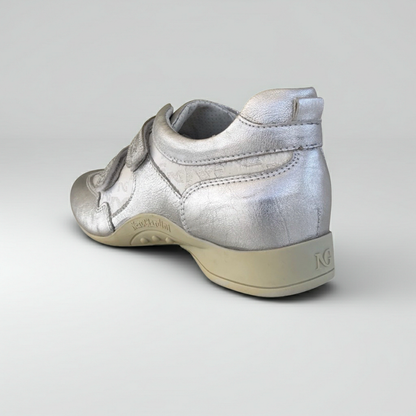 Sneakers con strap NeroGiardini 00286 VeraPelle Monogram Argento